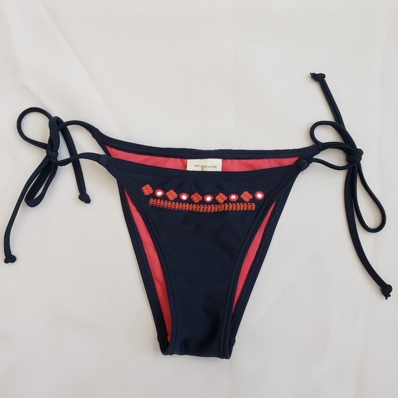 Bossa Nossa Embroidery Triangle Bra Cheeky Side Tie 2pc Set M - Picture 11 of 15